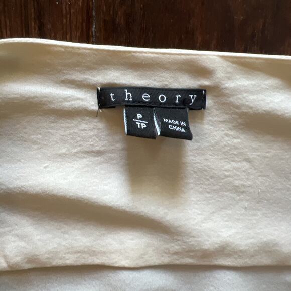 Theory Sleeveless Draped V-Neck Blouse Top Ivory Silk Women's Medium XS-S (P TP) - Picture 2 of 6
